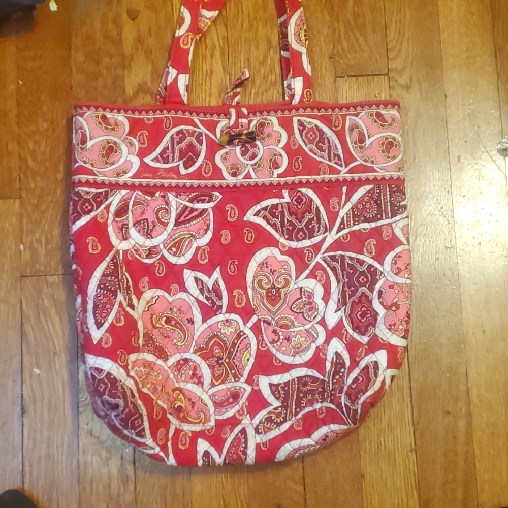 Vintage Vera Bradley Rosy Posies Print Classic Quilted Tote Bag Purse Handbag